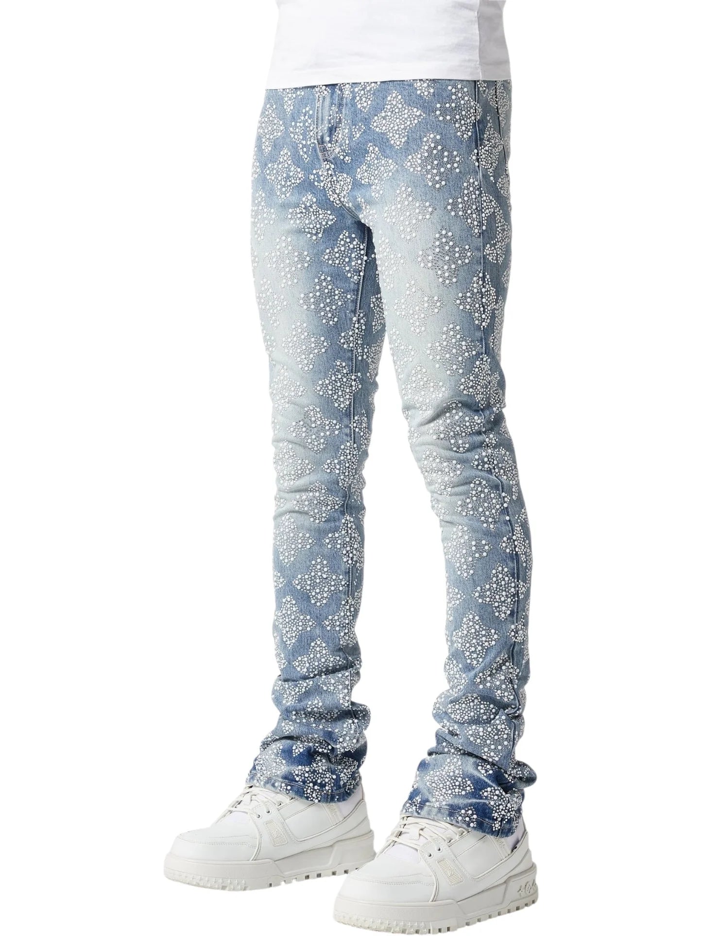 Guapi Aqua Blue Embellished Denim V4