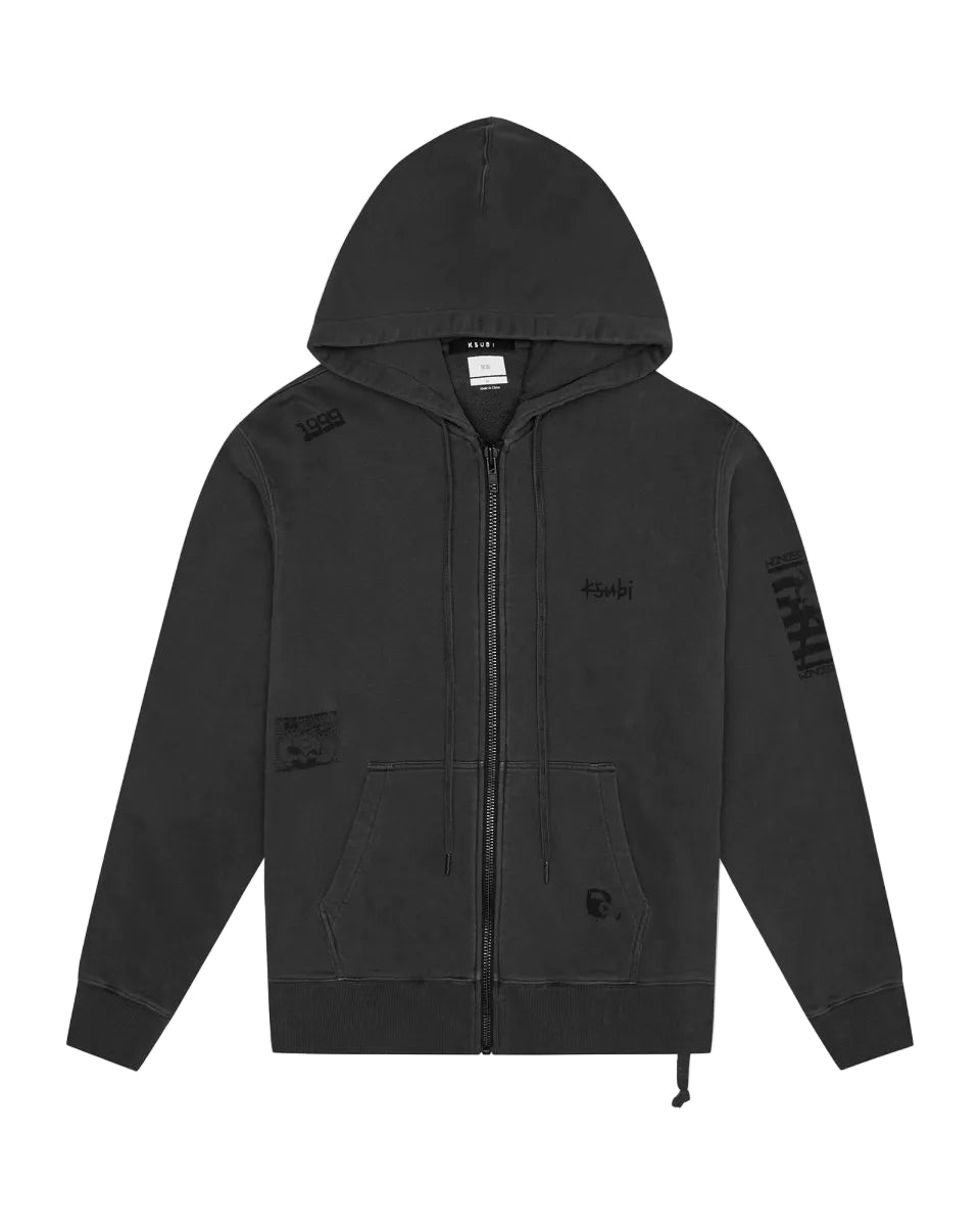 ZINE KASH ZIP THRU HOODIE FADED BLACK