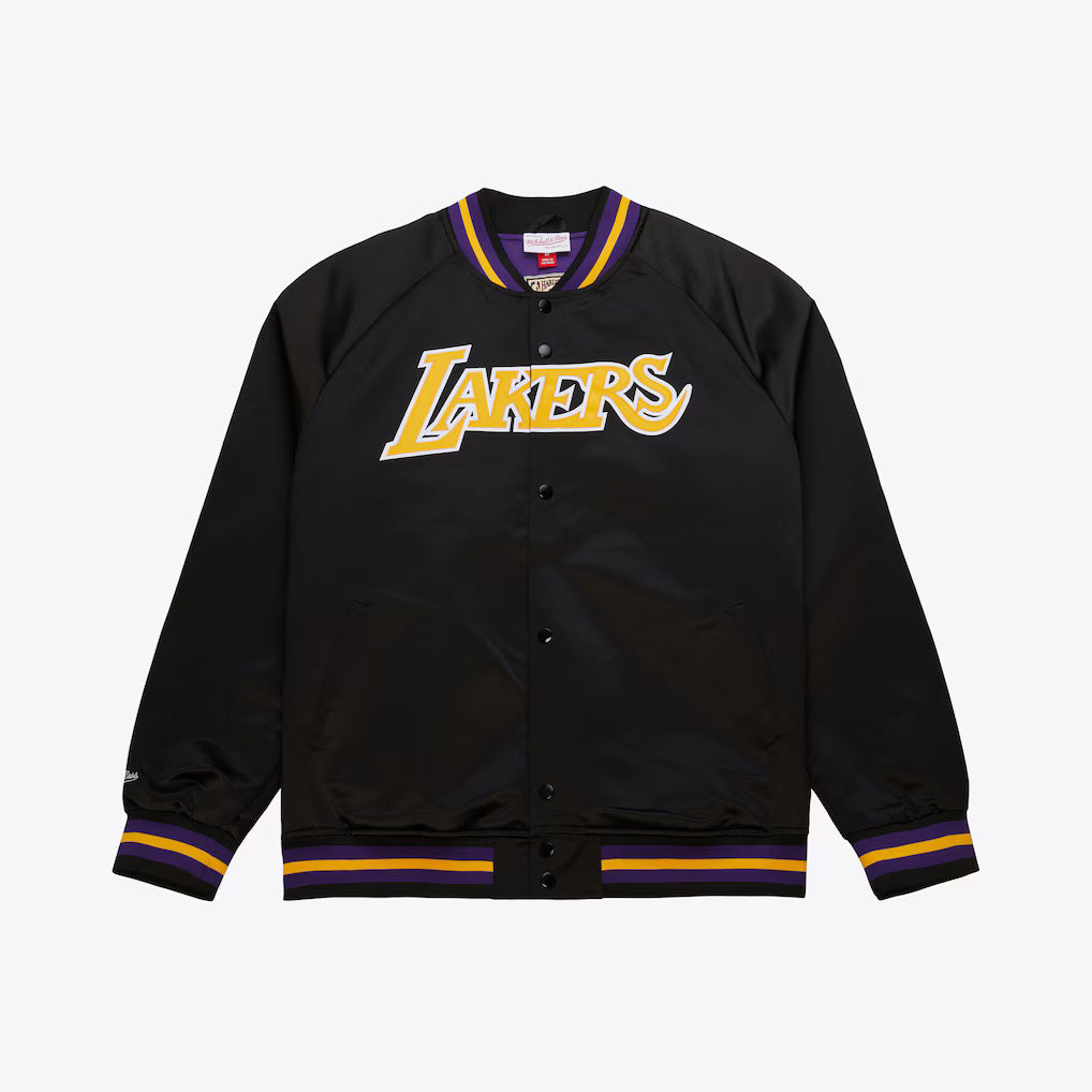 Los Angeles Lakers Black Vintage Lightweight Satin Full-Snap Jacket
