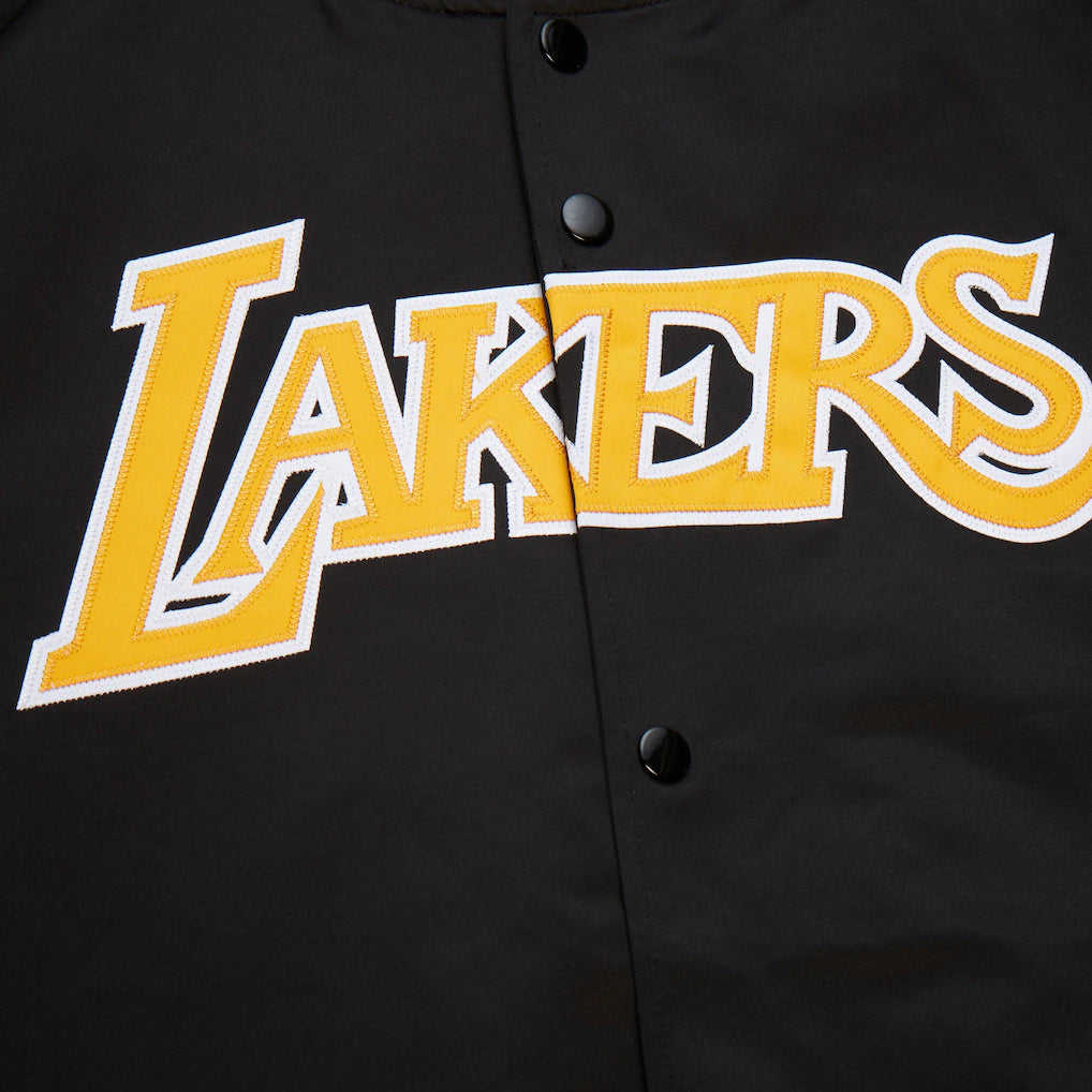 Los Angeles Lakers Black Vintage Lightweight Satin Full-Snap Jacket