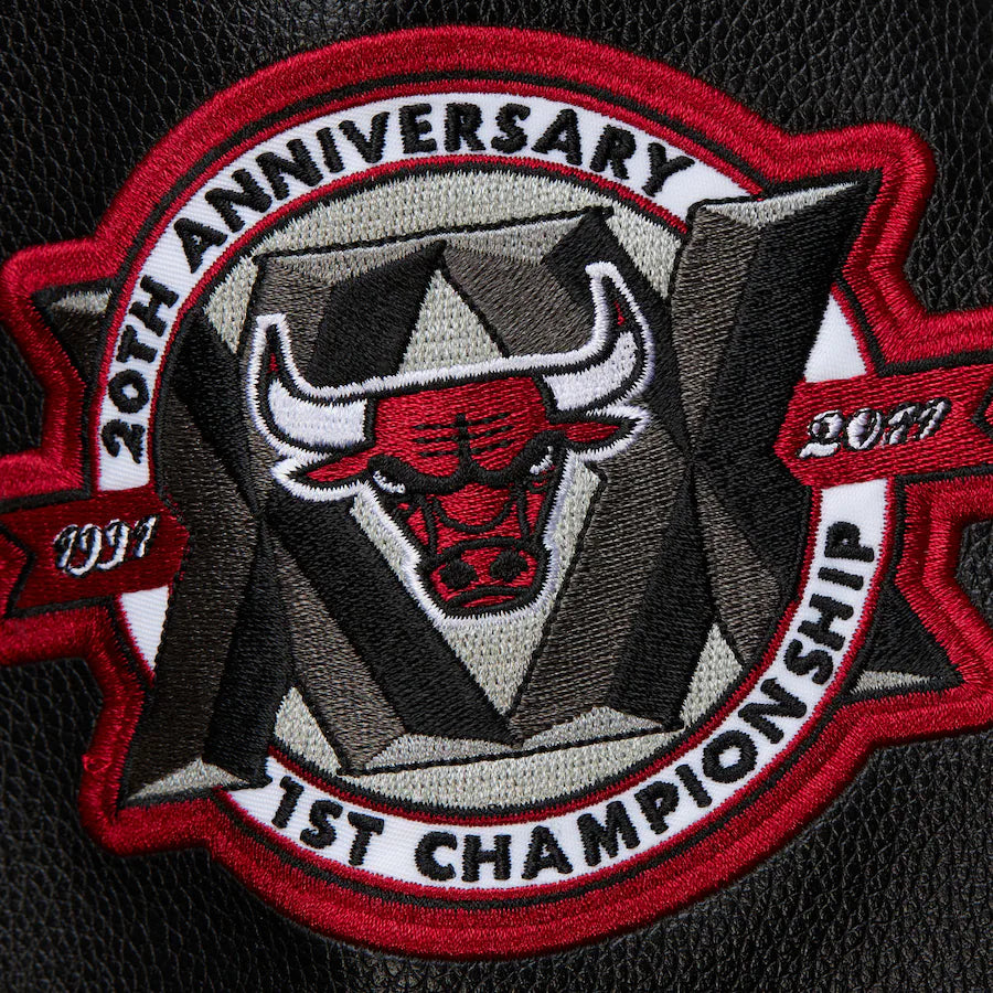 Men's Chicago Bulls Black Out Collection Vintage Logo Full-Snap Varsity Jacket