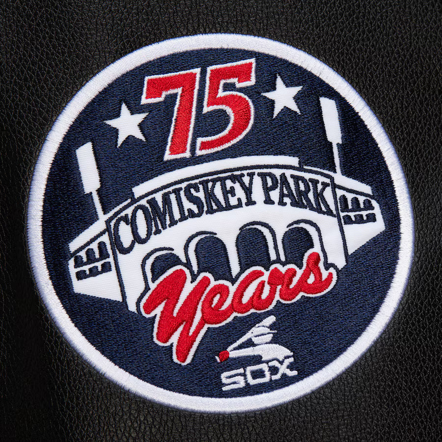 Men's Chicago White Sox Black Out Collection Vintage Logo Full-Snap Varsity Jacket