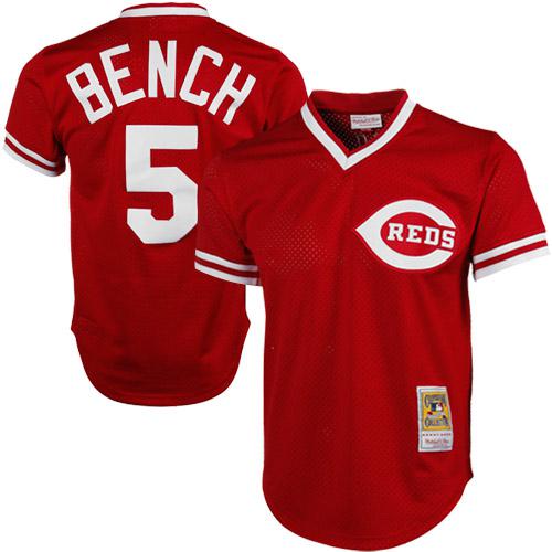 Men's Johnny Bench Red Cincinnati Reds 1983 Authentic Batting Practice Jersey