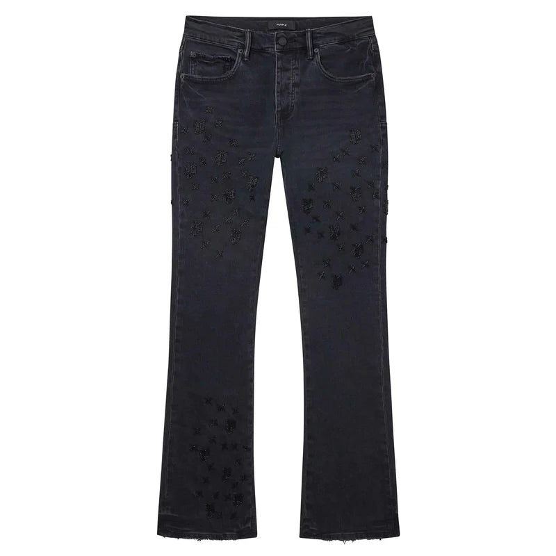 Purple Brand P004 Beaded Monogram Jean - Black