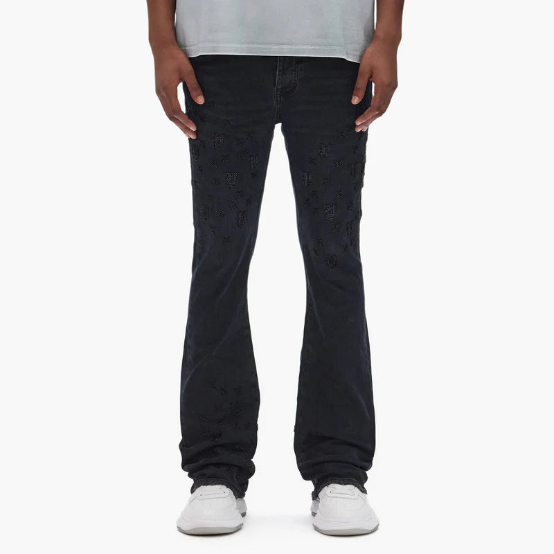 Purple Brand P004 Beaded Monogram Jean - Black