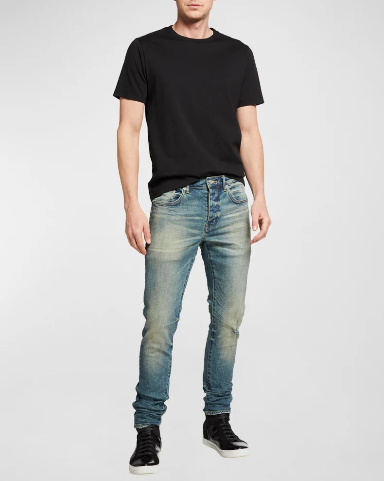 PURPLE Men's P001 Tinted Mid Indigo Skinny Jeans