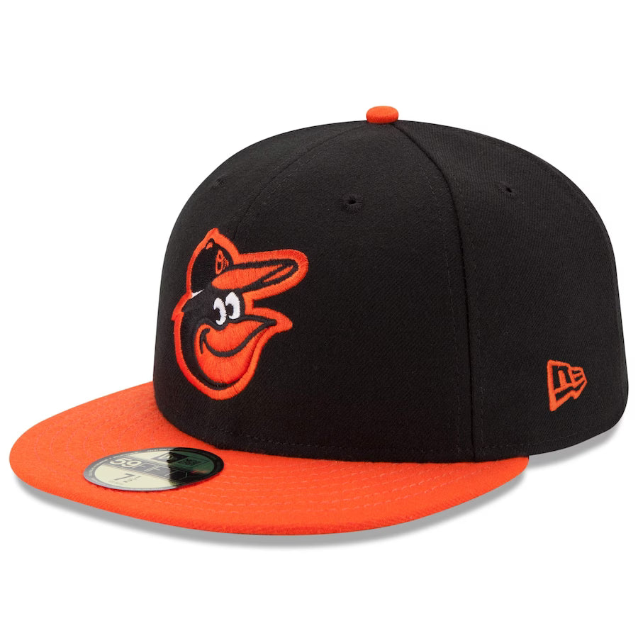 Baltimore Orioles New Era Road Authentic Collection On-Field 59FIFTY Fitted Hat - Black/Orange