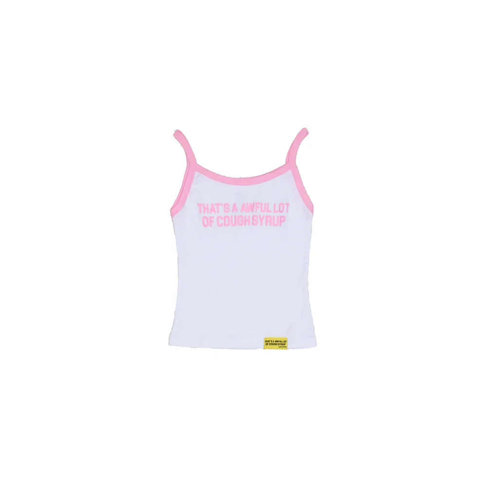 ALOCS WOMENS Spaghetti Strap Crop Top 'WHITE/PINK'