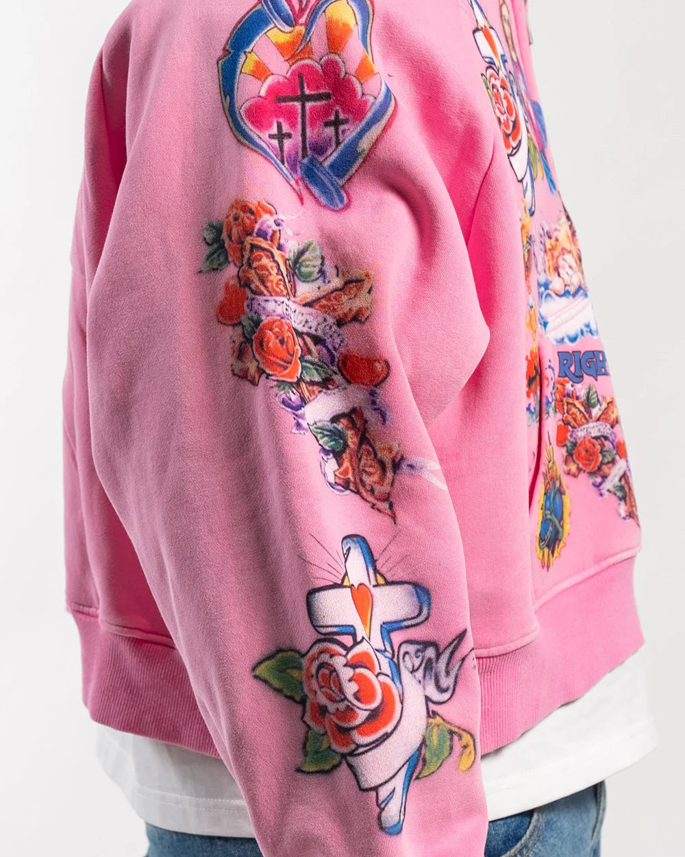We Are Righteous "Risen King" Cropped Zip Up (Pink)