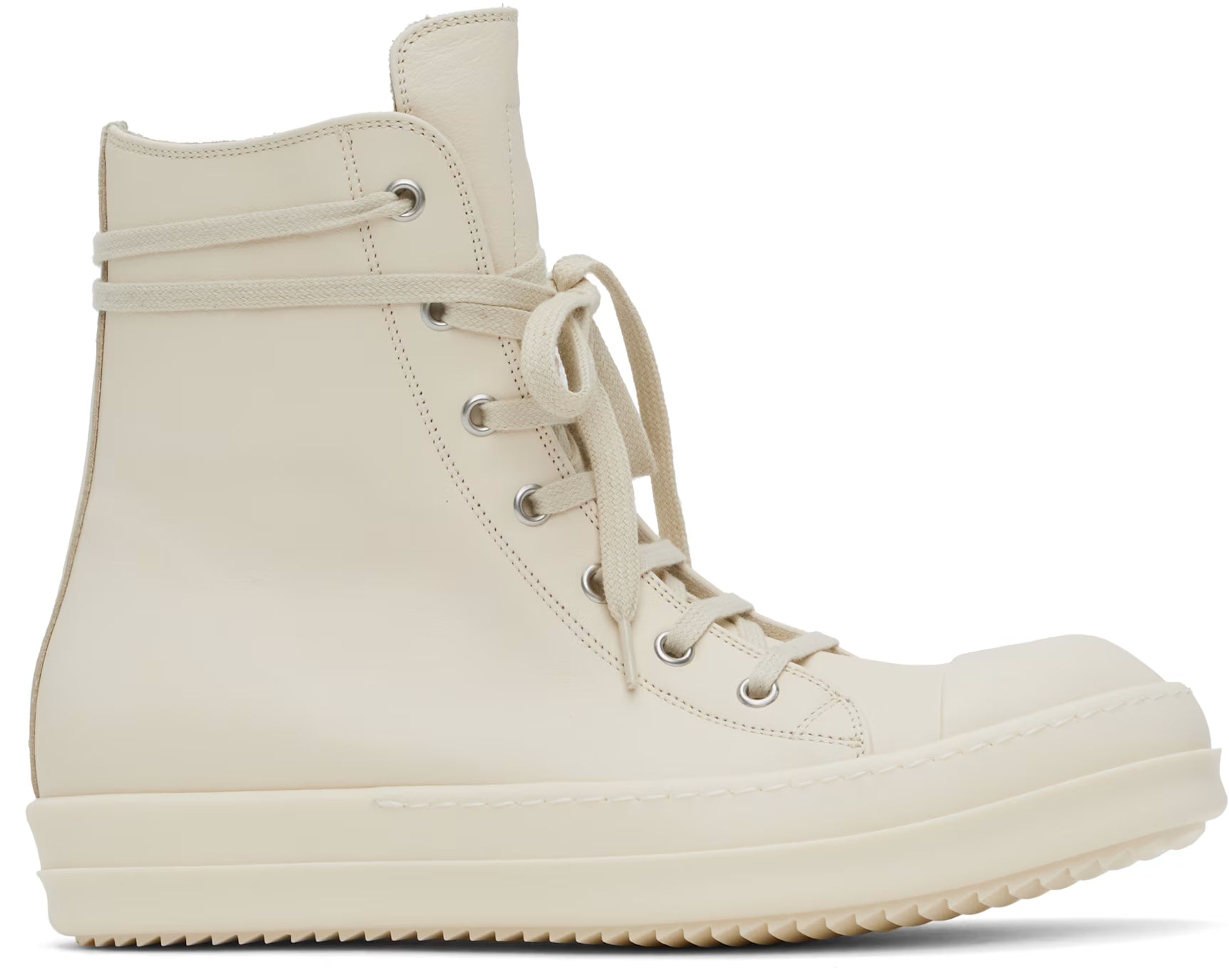 Rick Owens Leather High-Top Sneaker MILK