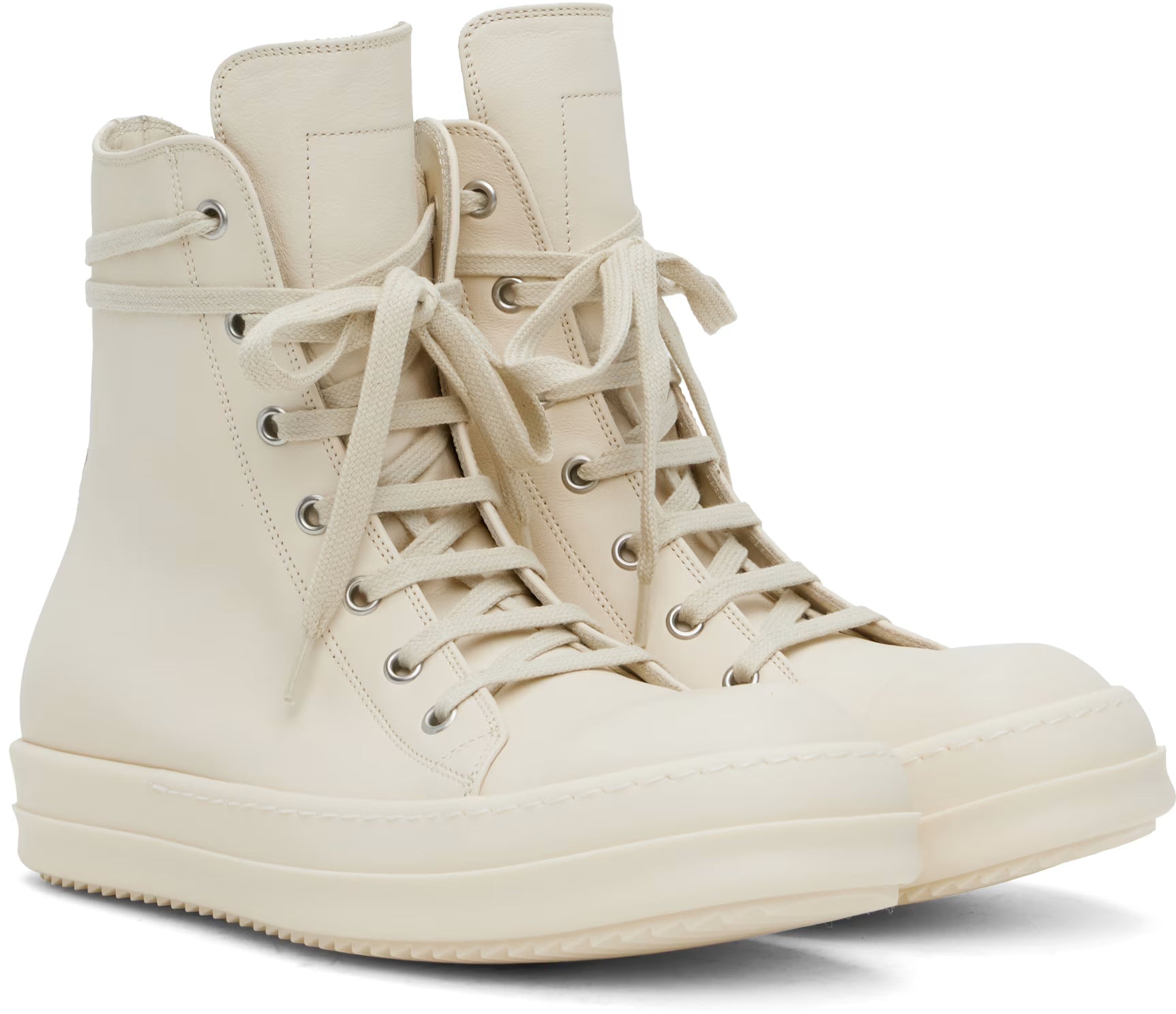 Rick Owens Leather High-Top Sneaker MILK