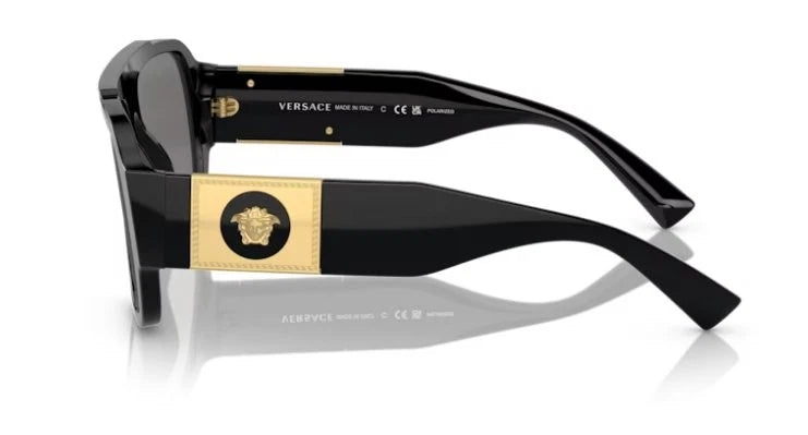 Versace GB1/81 Black Plastic Pillow Sunglasses Grey Polarized Lens