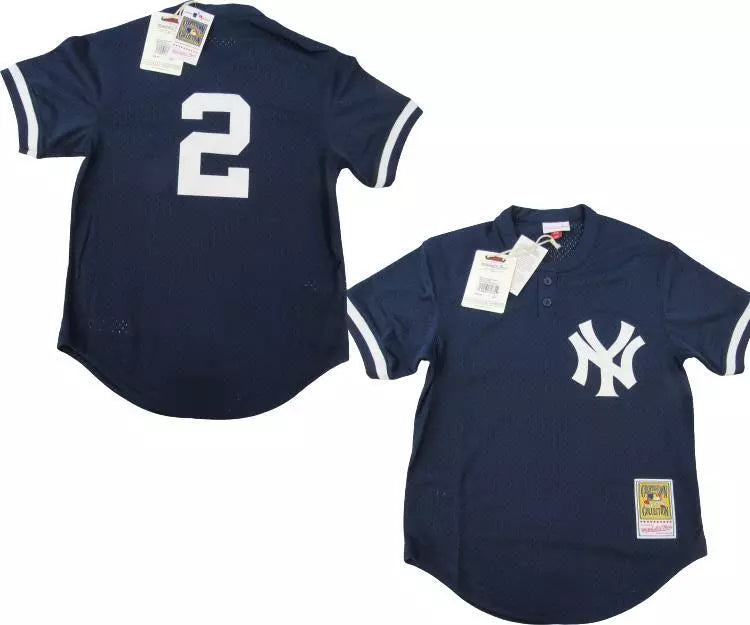 1995 Derek Jeter #2 New York Yankees Mens S-M Mitchell & Ness Blue BP Jersey
