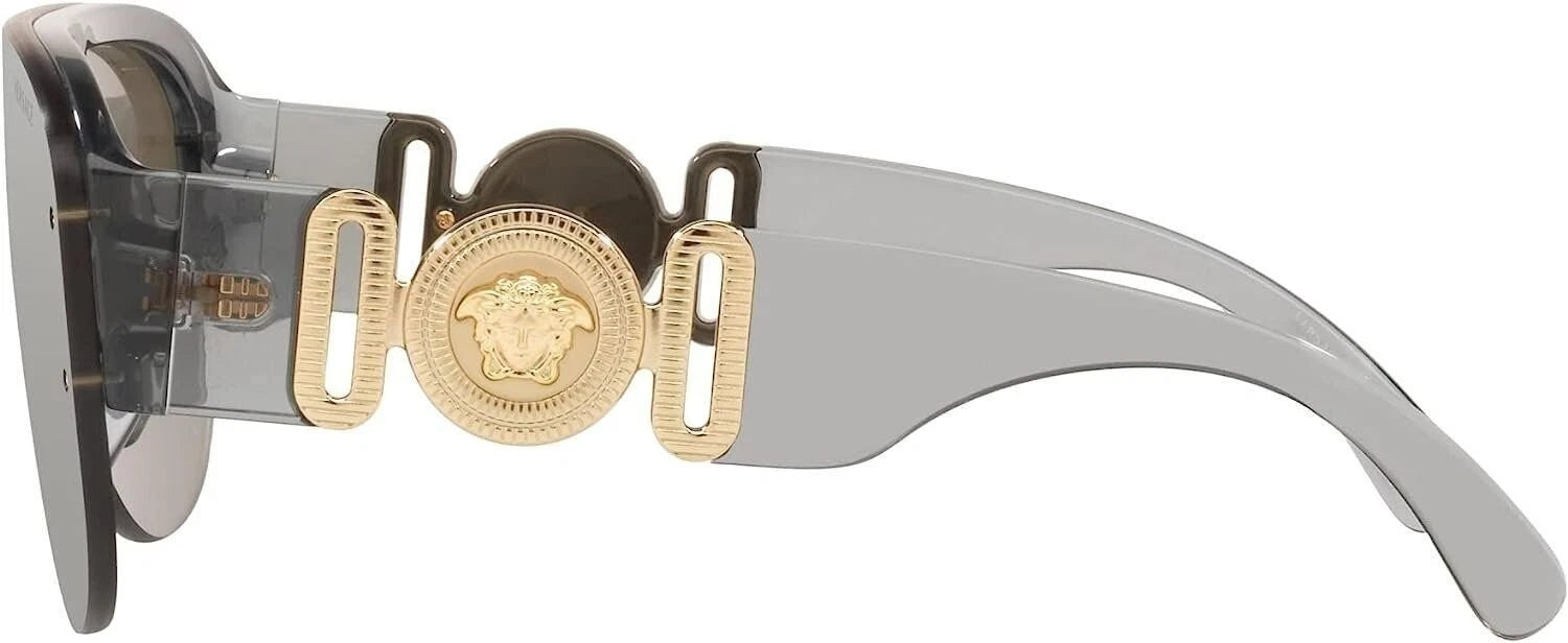 Versace VE 4391 311/6G Transparent Grey Plastic Shield Sunglasses Grey