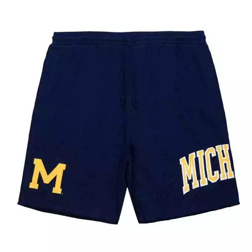 Mitchell & Ness Mens Game Day FT Shorts University Of Michigan Blue XL NWT