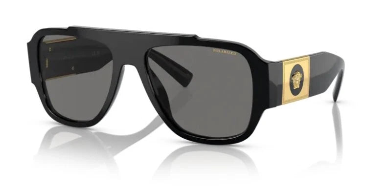 Versace GB1/81 Black Plastic Pillow Sunglasses Grey Polarized Lens