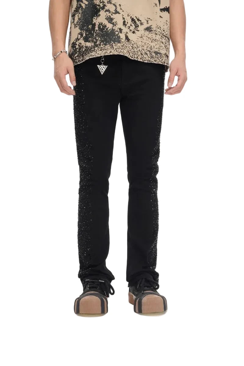 Shock Jet Black Stacked Flare Jean
