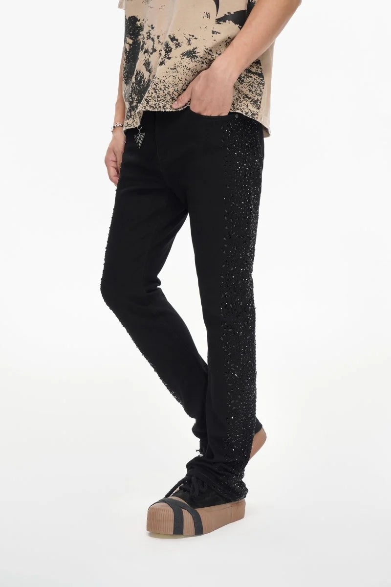 Shock Jet Black Stacked Flare Jean