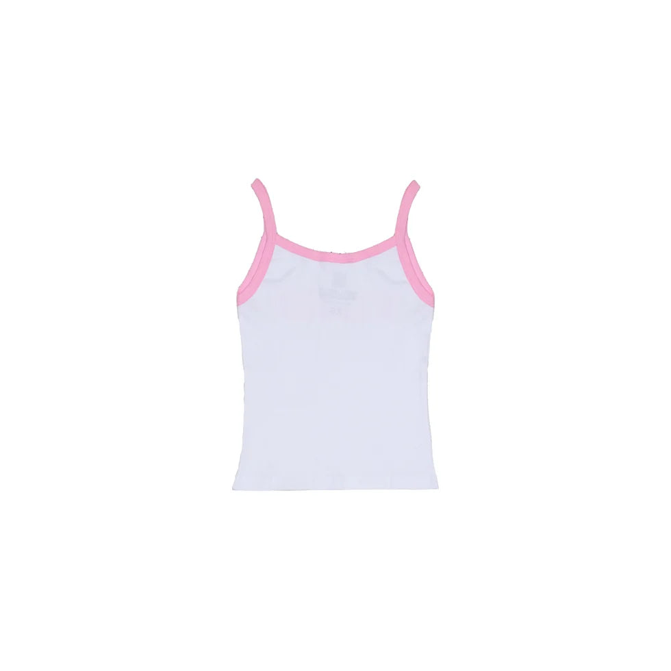ALOCS WOMENS Spaghetti Strap Crop Top 'WHITE/PINK'