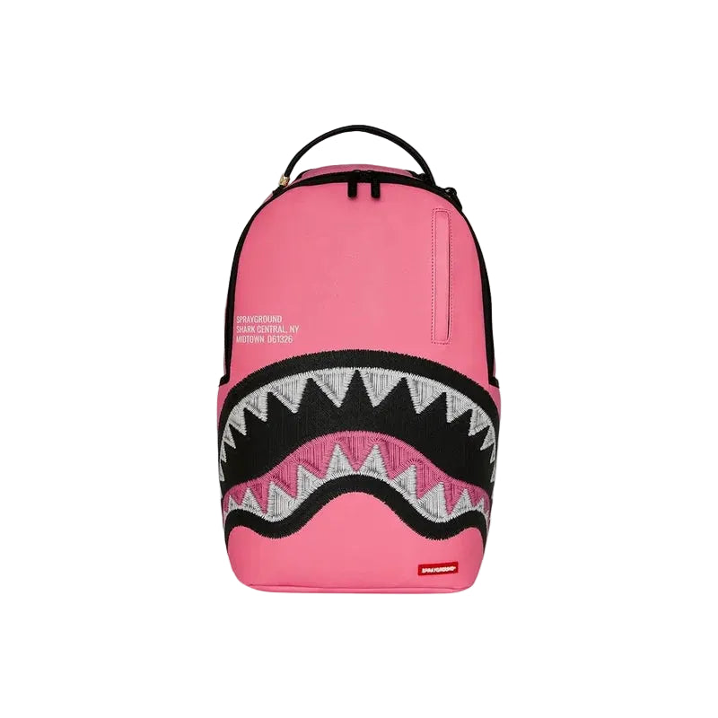 Shark Central Pink Embroidered Shark Backpack