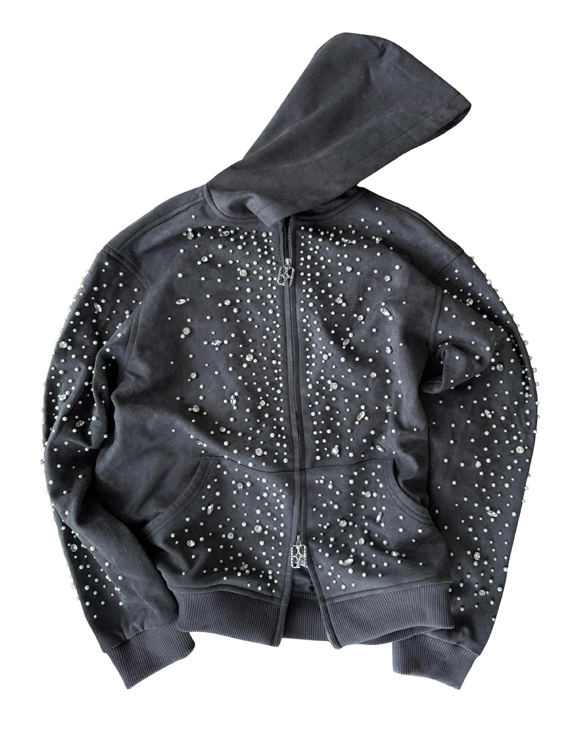 Cashew Blossom Pearl Zipper Hoodie