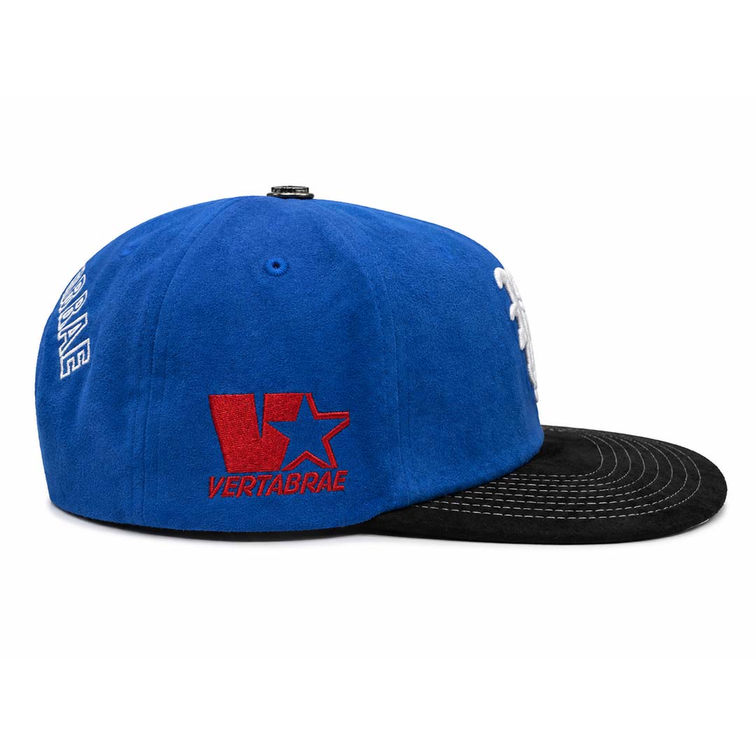 Vertabrae Royal Blue Black Suede Snapback Hat