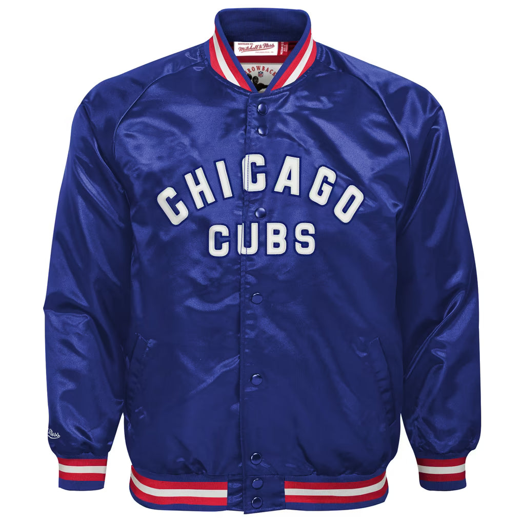 Youth Chicago Cubs Mitchell & Ness Royal Lightweight Full-Snap Satin Jacket